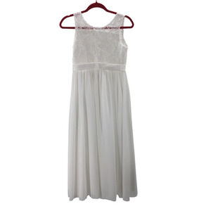 FLOWER GIRL PARTY DRESS 10-11 Y white lace sleeveless communion baptism NEW B50